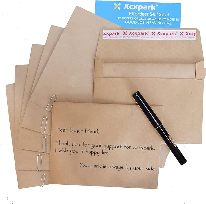 100 Qty 5.25 x 7.25 inches Printable A7 Invitation Envelopes & 100 Qty Folded Cards, Self Seal 120GSM Brown Kraft Paper Envelopes for Invitations, Papers, Photos, Documents, Wedding
