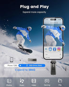 RAOYI 256GB USB C External SSD, 2-in-1 Solid State Drive Up to 450MB/s Dual USB 3.2 + Type-C Thumb Drive Portable SSD Drive for iPhone 15/16, Android, Tablet, PC and PS4