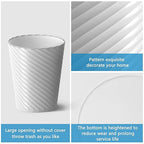 Bathroom Trash Can, 8 Pack 1.8 Gallons Small Trash Can with Trash Bags, Bathroom Garbage Can, Plastic Trash Bin, Round Waste Basket for Bedroom, Office, Kitchen, Room, Compact Space (White)