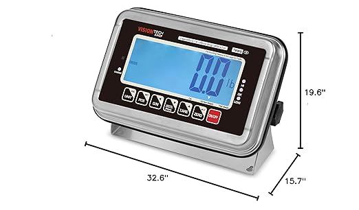 VisionTechShop TBWS-500 Washdown Stainless Steel Bench Scale, Lb/Kg/Oz Switchable, 500lb Capacity, 0.1lb Readability, NTEP Legal for Trade
