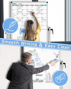 XBoard Rolling Moblie Whiteboard, 44x30 inches Double Sided Magnetic Dry Erase Board with Stand for Homeschool, Live Stream, Office, School (Calendar 44x30-Inch)