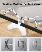 HUANUO 32 inches Dual Monitor Stand up to 17.6lbs, High-Grade Aluminum Free-Standing Dual Monitors Mount for 2 Screens. Fully Adjustable Dual Monitor Stand for Desk with Tilt, Swivel, Rotation, White