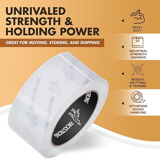 Packstrong Industrial Grade Clear Packing Tape 24 Rolls - 110 Yards per Roll - 3" Wide x 2.0 mil Thick, Acrylic Adhesive Heavy Duty Tape for Box Office Moving Packaging Shipping