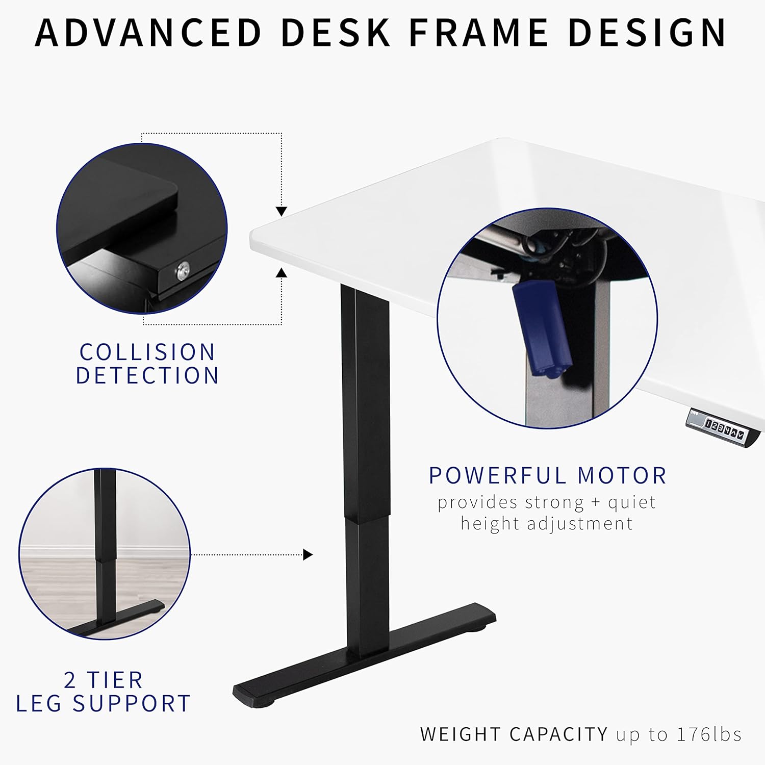 VIVO Electric Dry Erase 60 x 24 in Standing Desk, Memory Height Adjustment, 1B Series, White Marble Pattern Top, White Frame, DESK-KIT-1W6WM