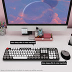 Wireless Keyboard and Mouse, KOOTOP Cute Keyboard and Mouse, 2.4G Wireless Keyboard with Retro Round Keycap for PC, Mac, Laptop,Tablet,Computer Windows (Grey)