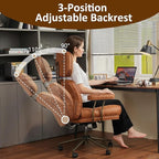 Faux Leather Executive Office Chair - Big and Tall Ergonomic Home Office Chair,Reclining Computer Desk Chairs with Lumbar Support,Adjustable Swivel Rolling PC Chairs with Wheels,Suede,Brown