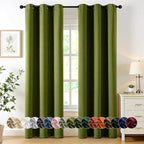 MIULEE Light Olive Green Blackout Curtains for Bedroom Living Room 84 Inches Long 2 panels, Thermal Insulated Room Darkening Drapes Grommet Top Noise Reducing Light Blocking Window Curtains 40x84 Inch