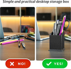 Carbon Fiber Black Pen Holder Cup for Desk, Black Pencil Cup Holder for Desk Office Pen Organizer,Modern Minimalist Pen Holder,Matte Black