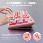 Wireless Keyboard and Mouse Combo, 104 Round Keys Full-Size Cute Colorful Pink Cordless Keyboard and Mouse with Retro Typewriter for PC/Mac/Laptop/Tablet/Computer/Windows Pink