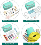 XQXA Pencil Pouch Large Capacity Pencil Case Organizer, Multifunctional Pencil Pouch with 3 Compartmens, Big pencil bags with zipper Office Travel Men Women (01-Mint Green)