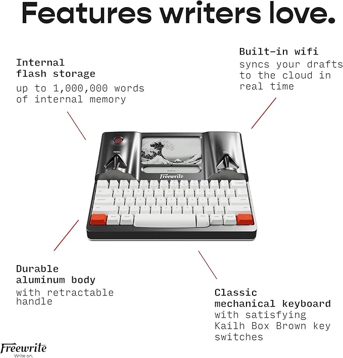 Freewrite Smart Typewriter | Digital Typewriter with E Ink Display for Distraction-Free Writing | WiFi-Enabled Word Processor Syncs Directly to The Cloud | Dedicated Drafting Machine for Authors