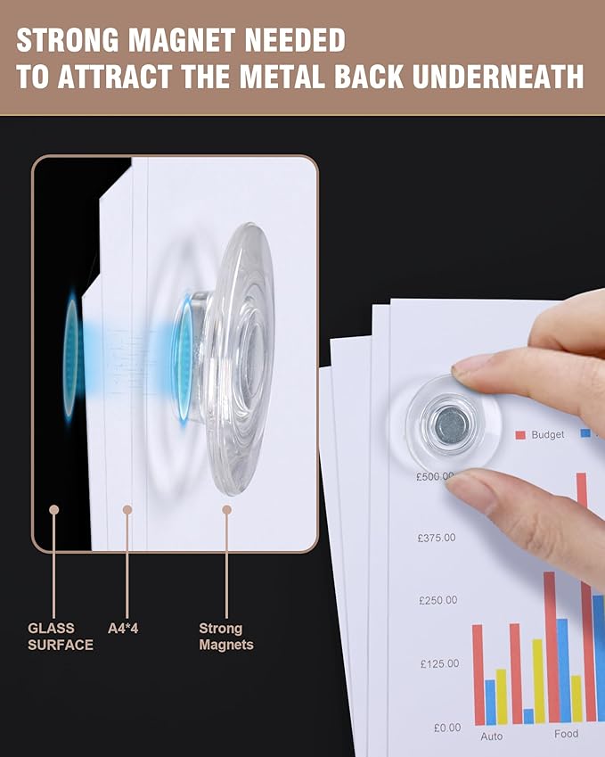 Magnetic Glass Whiteboard，60"x48" Wall Mounted Frameless Dry Erase Board for Office, Home & School Black
