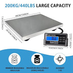 Large 440lbs Shipping Scale, 15"X 12" Platform Heavy Duty Stainless Steel Platform for Postal Industrial Floor Business Office Home Warehouse Package Luggage