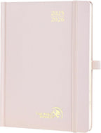 POPRUN Planner 2025-2026, (Medium 6.5'' x 8.5'' Hard Cover) Academic Calendar (July 25-June 26) Daily Weekly and Monthly Appointment Book with Hourly Time Slots, Monthly Tabs, 100 GSM - Light Pink