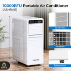 10,000 BTU Portable Air Conditioner, 3-IN-1 Smart AC Unit with Fan/Dehumidifier/Drainage-free Cooling, APP/Voice/Remote/Touch, 47 dB, Sleep Mode, Window Installation Kit, 24H Timer for Home/Office