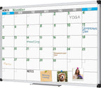 XBoard Magnetic Calendar Whiteboard 48" x 36" - Monthly Calendar Dry Erase Board, White Board + Colorful Calendar Board, Silver Aluminium Framed Monthly Planning Board
