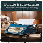 Maplefield Manual Typewriter - Blue - Retro Vintage Look - Working Manual Typewriter & Word Processor - Home Office Desk Decor