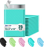 10.5x16 Poly Bubble Mailers #5 Padded Envelopes, 25Pcs Self Seal Mailing Envelopes Bubble Padded Mailers (Teal)