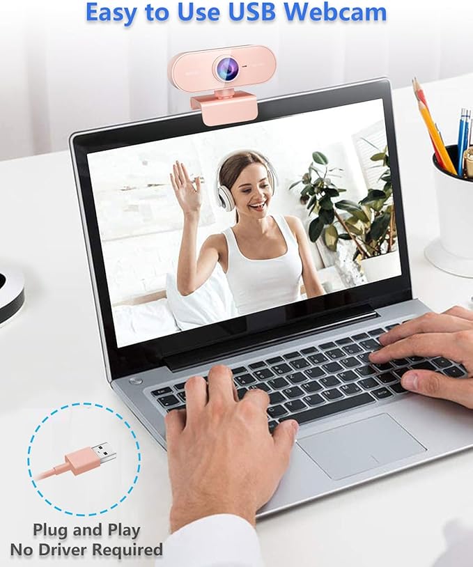 Webcam for PC&1080P HD Web Cam,Webcam with Microphone,Stand for PC/MAC/Laptop/Desktop,Wide Angle Web Cameras for YouTube,Skype,Zoom,Xbox One,Video Calling