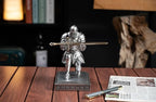 Medieval Armored Warrior Knight Pen Holder Desk Organizers and Accessories Resin Pencil Holder Paperweight as Gift with a Cool Letter Opener for Desk (Silver)
