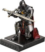 Medieval Armored Warrior Wearing Outerwear, Mobile Phone Stand Knight Pen Holder Desk Organizers, Resin Bookends Paperweight with a Letter Opener for Desk (Iron)