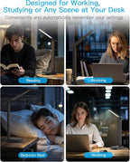 One Beat Desk Lamp with 6 Outlets 4 USB Ports(2×USB-C),Eye Protection Table Lamp Power Strip with 4 Color Modes 5 Brightness Touch LED Desk Lamps for Home Office College Dorm Room Essentials(Black)