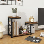 ELITEROO Desktop Shelf Organizer, 3 Tier Office Shelves, Wood Desk Organizers Storage Rack and Freestanding Display Shelf for Office, Dormitory, Home, Rustic Brown