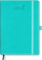 BEZEND Planner 2025-2026 Weekly and Monthly, 5.8" x 8.5" Academic Calendar (Jul 25-Dec 26) Vertical Daily Appointment with Hourly Timeslot & Monthly Tab, PU Leather Hardcover - Turquoise