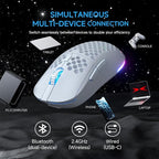 TMKB Wireless Mechanical Gaming Keyboard and Gaming Mouse, M1&T63, 24000DPI, RGB Backlit, 180Hrs Battery, 2.4G/BT5.2/USB-C Wired, Compact 63 Keys Anti-Ghosting-White