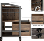 HSH Mobile Lateral File Cabinet with Drawer, Rolling Filing Cabinet for LegalLetter Size, Printer Stand with Storage Shelf, Lockable Wheels, Hanging File Organizer for Home Office, Rustic Oak, 33Inch