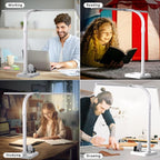 Double Head LED Desk Lamp, Architect Desk Lamps for Home Office, 24W Brightest Workbench Office Lighting-5 Color Modes and 5 Dimmable Eye Protection Modern Desk Lamp (White-Desktop, Big)