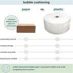 Elementree Paper Bubble Wrap Sheets for Packing, Moving, & Shipping - 12" x 12" x 250' - Eco-Friendly Kraft Bubble Paper - Recyclable Cushioning Wrap - Made in the USA (01913)