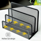 wishacc Folder Holder Desk, 2 Pack Mail Organizer Letter Holder for Desk Metal Mesh with 3 Vertical Upright Compartments