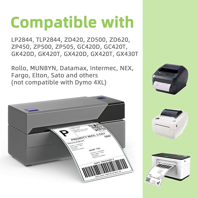 Compatible 3" x 1" Direct Thermal Labes Replacement for Barcodes Postage Address Shipping Compatible with Rollo & Zebra Desktop Printers Adhesive & Perforated (12 Rolls, 1300 Labels/Roll)