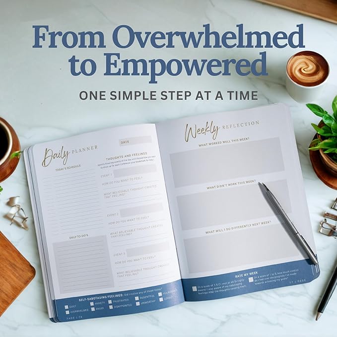 Undated Daily Planner for Men & Women - 90 Days of Productivity, Reflections, Self Care, Achieving Goals & Mindfulness - Journal with Daily To Do List, Prompts & Habit Tracking