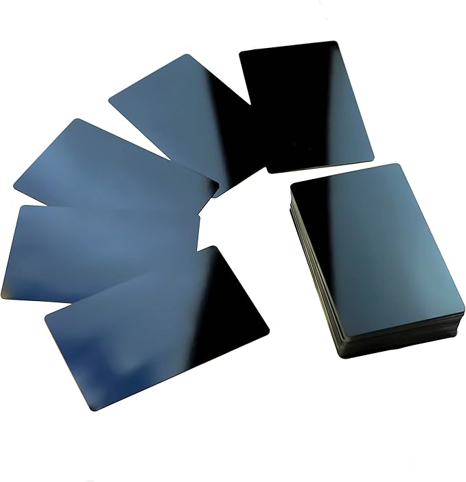 RXBC2011 100pcs Blank Metal Business Cards Laser Engraving Aluminum (black 100 pcs)