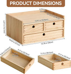 KIRIGEN Wood Organizer Shelf with 3 Drawers for Home Kicthen Decor Office Supplies Desktop Cabinet for Drawer Organizer - Desk Accessories Storage Box -Countertop Shelf Natural（DT2D3C-NA）