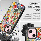 MOSNOVO Case for iPhone 15 Plus, [10ft 4X Military-Grade Drop Protection] Durable & Shockproof Phone Case Cover Design for iPhone 15 Plus / 14 Plus - in The Garden - Clear Black