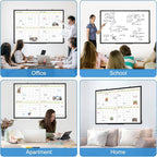 Dry Erase Calendar for Wall 4 Month, WALGLASS 48" x 36" Large Double-Sided White Board Calendar, Dry Erase Monthly Planner, Black Aluminum Frame Hanging Wall Mounted Whiteboard for Office Home School