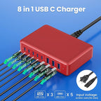 USB C Charger 300W USB C Charger Block 8-Ports GaN IV Fast Charging Station,PD 100W Laptop Charging Hub Wall Charge Adapter Compatible with MacBook/Air,DELL,Steam Desk,iPhone 16/15/14,Galaxy