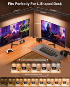 LED Desk Lamp with Clamp, 24W Ultra Architect Desk Lamp for Home Office, Stepless Dimming & Adjustable Gooseneck, Eye-Caring Light with USB Adapter for Reading, Study, Multi-Screen Setup (Black)