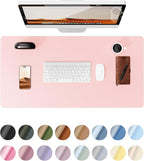 YSAGi Leather Desk Protector, Office Mat, Large Mouse Mat, Non-Slip PU Leather Blotter, Laptop Desk Pad, Waterproof Writing Pad for Office and Home (Light Pink, 31.5" x 15.8")