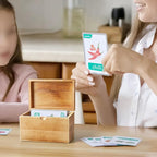 DRASTAR Wooden Index Card Organizer, 3x5 Index Card Box with 45 Dividers, Flashcard Notecard Holders for Home Office, Brown