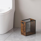 Small Trash Can, Retro Garbage Can With Handle, Iron and Wood Combination Office Trash Can, Industrial Style Design Wastebasket Bin for Bathroom, Laundry Room, Kitchen, Office, Dorm(2.2 Gallon)