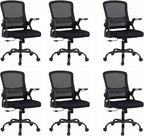 Modern Ergonomic Office Chair, Black, Mesh Back, Flip-up Armrests, Adjustable Height, 300 lbs Capacity