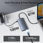 USB C Docking Station Dual Monitor for Dell XPS/HP/Lenovo/Surface, 15 in 1 USB-C Hub 3 Monitor Adapter, Dock with 8K DisplayPort, 2 HDMI 4K@60Hz, 6 USB A/C, 100W PD, Ethernet, SD/MicroSD