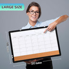 Monthly Calendar Whiteboard, 24"x18" Dry Erase Cork Board Combination for Wall, Magnetic Dry Erase Board, Double-Sided White Board, Portable Board for Office, Kitchen, Planning, Memo, School, Home