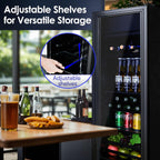 Beverage Refrigerator Cooler 4.5 Cu.Ft, Mini Fridge with Freeze with Glass Door for Soda Beer or Wine, Small Drink Dispenser Machine for Home Office Bar, 7 Temperatures, Adjustable Shelves