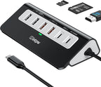 USB C Hub 10Gbps, 9-in-1 USB C Docking station with 4K@60Hz HDMI, Type-C & 2 Type-A 3.2, 2 USB-A 2.0, PD 100W, SD/TF Port, Black Aluminum USB Hub for Laptop, iPhone 16/15 Series, MacBook Air/Pro