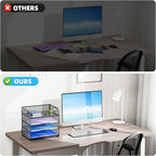 Marbrasse 4 Tier Paper Organizer Letter Tray - Mesh Desk File Organizer with Handle, Paper Sorter Organizer for Letter Office File Folder Holder (Grey, 12.6" x 9.1" x 10.7")